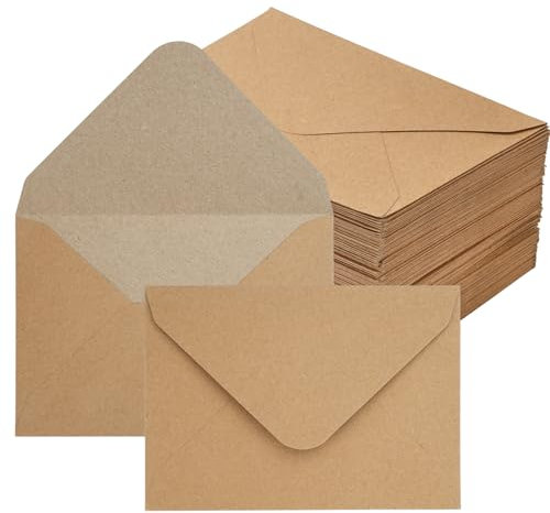 50 Braun Briefumschläge DIN B6, 130 g/m² Kraftpapier Umschläge, 17.6x12.5 cm Einladungumschläge, Pocketfold blanko Kraft-Papier Karten, für Geburtstagskarten, Einladungen, Grußkarten