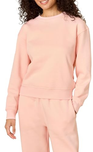 Amazon Essentials x Sofia Grainge Women's Relaxed Fit Boxy Drop Shoulder Crewneck Sweatshirt, Pink, Small