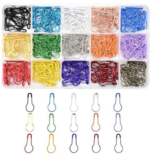 450 Pièces Épingles Ampoules Métal, Marqueurs Tricot Gourdes Pinces de Sécurité pour Vêtements et Fabrication d’Artisanat Bricolage avec Boîte de Rangement