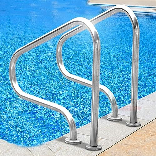 Pool Rail Swimming Pool Hand Rail 1pcs Swimming Pool Handrail Quick Mount Base Stainless Steel Pool Slides 80×27×80cm For Inground Pools SPA ()