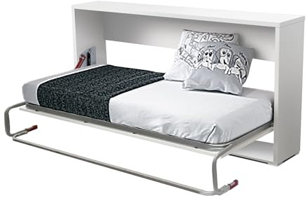 Vep Home - Cama Abatible 90x190 cm - Diseño Compacto y Funcional - Ideal para Espacios Reducidos - Requiere Anclaje a Pared - Medida 203,8x36x107 cm - Color Blanco