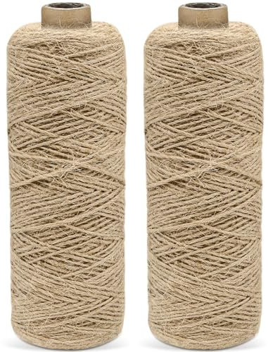 EOPUOZS 2 pezzi 200m Cordino di Iuta, 1mm Corda da Imballaggio per Regali, Artigianato Fai Da, Decorazioni Imballaggi, Fioristico
