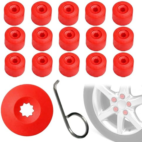 AWOXIHJ 20 unidades de tapas de tornillos de rueda, antirrobo, cubiertas hexagonales universales para neumáticos, con herramienta de extracción