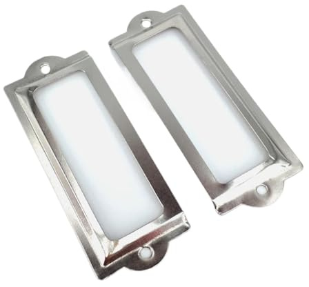 Metallram för etiketter, Etiketthållare 83x33mm Silver Metall Vintage 50st Låddrag