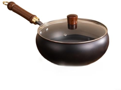 Wlinfetity wok med lock för elektrisk induktionsspisar 26 cm | Kolstål placeras i matlagningsområdet, fördelar värme jämnt och underlättar matlagningen.