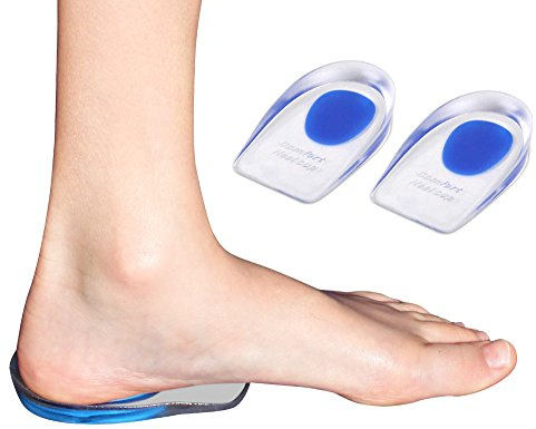 2 Pack - KidSole Shock Absorbing Lightweight Gel Heel Cups for Kid's with Sensitive Heels, Heel Spurs, Plantar Fasciitis, or Ankle Pain (Pink) (Red) (Pink Kids Size 2-6) (Blue Kids Size 2-6)