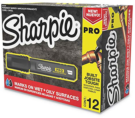 Sharpie Pro Permanent Marker, Medium, Chisel Tip, Red, 12-Count Marker (2018327)