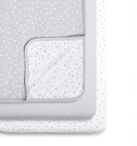 Snüz 3 Piece Crib Bedding Set – 100% Jersey Cotton – Grey & White Blanket and Crib Sheets - Grey Spot