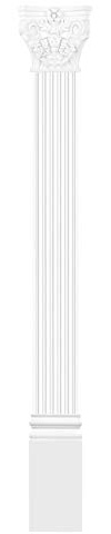 Hexim Pilaster ca 180 x 25 mm – väggrelief/stuckaturdekoration av PU hårt skum, urval av skaft, kapitel och bas – Perfect D1522 (sockel D3002)