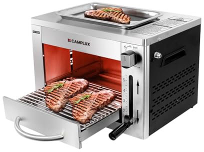 CAMPLUX SG102 Parrilla de Gas Portátil, Barbacoa Camping Jardín Exterior, 880°C, 3,2kW