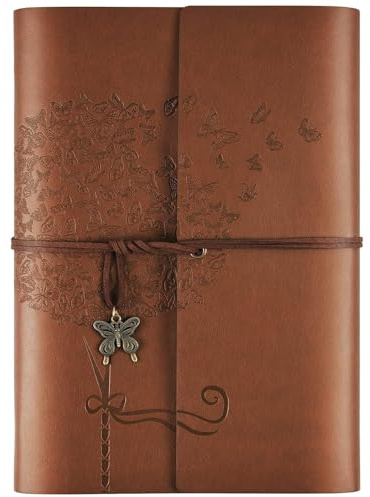 Cahier De Note,Carnet De Notes En cuir, Agenda Pour Femmes Filles,Journal Intime Fille, Rechargeable Carnet Secret Fille Journal De Voyage Rétro Doublé A5 16,5 cm x 23,4 cm (Brun)