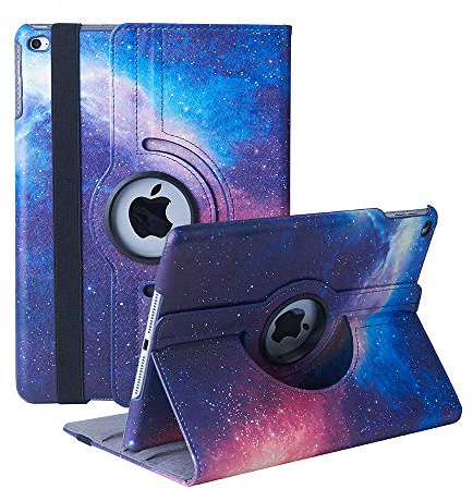 Étui Rotatif pour iPad 9,7 6ème Génération, 5ème Génération/iPad Air 2/iPad Air – Support Rotatif à 360 Degrés Housse de Protection avec Mise en Veille Automatique pour iPad 9.7 2018 2017 (Galaxy)