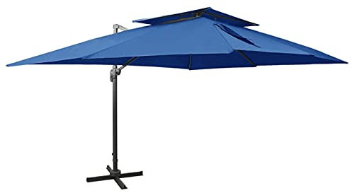 Mogou Ampelschirm mit Lüftung, Balkon Sonnenschirm, Marktschirm, Garten, Balkon Schirm, Sonnen Schirme, Balkonschirm, Azurblau 400x300 cm