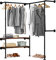 WOLTU Kleiderstange mit Regalen Wandmontage, Garderobe für begehbaren Kleiderschrank, Kleiderständer industriell,für Schlafzimmer Ankleidezimmer