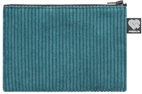 PP-Berlin Cord Etui medium für Damen & Herren Petrol - Handmade & vegan, Hippe Geldbörse und Aufbewahrungstasche im Reisepass-Format, Made in Germany