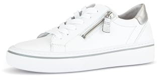 Gabor Damen Low-Top Sneaker, Frauen Halbschuhe,Wechselfußbett,Best Fitting,straßenschuhe,Strassenschuhe,Weiss/Silber (Ice),36 EU / 3.5 UK