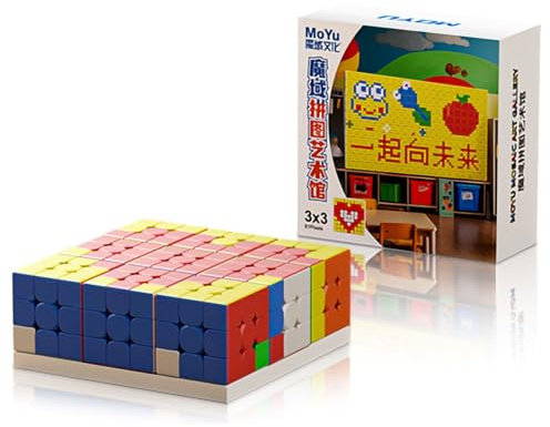 Oostifun MoYu 9 piezas 3 x 3 cubos rompecabezas colección con tabla base, puede hacer rompecabezas, abre tu mente