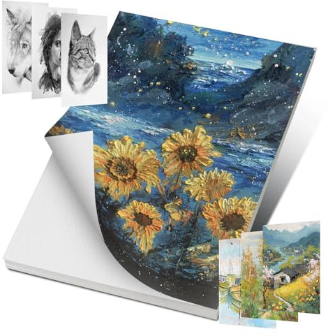 AiQInu 30 Blätter Aquarellpapier 300g/m², 12.7cm *17.8cm Watercolor Paper, Doppelseitige Verwendung, für Kinder Studenten Lehrer Künstler, Zeichenpapier für Aquarellpinsel, Aquarellfarben (Weiss)