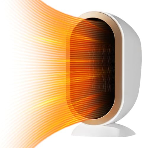 SKIKHN Radiateur soufflant,1200W Chauffage Soufflant Céramique,Mini Radiateur Soufflant à Économie d'Énergie Silencieux,Protection Contre la Surchauffe et le Basculement, pour Chambre,Bain, Blanc