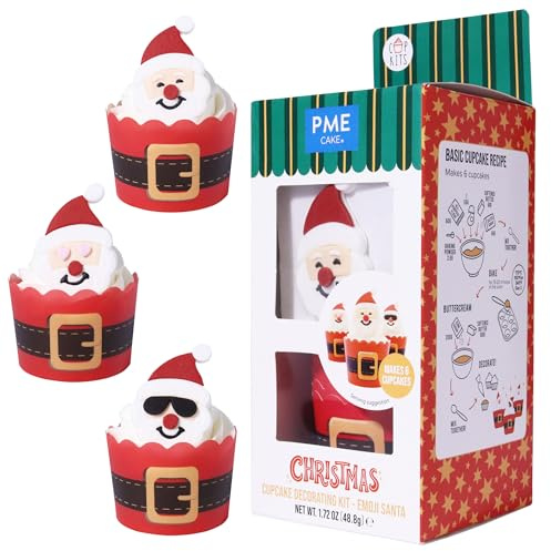 PME Noël Kit de Décoration de Cupcakes - Emoji Santa (Set de 6)