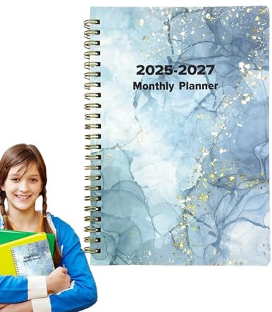 Kalenderbok med kort, kalenderbok 2025–2027 – månadsplanerare och kalenderbok, månadskalender, veckodagbok för barn, studenter, lärare