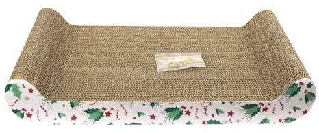 Premium Cardboard Cat Scratch Board with Catnip – Reversible Corrugated Scratcher Pad for Indoor Cats – Durable Cat Scratching Toy for Furniture Protection ((41 X 24 X 7) CM)