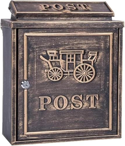 NSTVVEE Cassetta Postale a Parete - Cassetta Postale in Ferro battuto per giornali - Cassetta Postale con Serratura a Chiave, Decorazione da Parete
