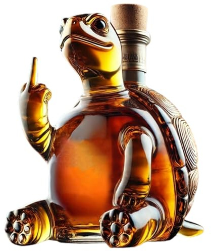 Whisky-Dekanter 350 ml Schildkröten-Weinkaraffe mit Mittelfinger 5, 1 x 5, 1 x 7, Zoll transparente Whiskyflasche aus Glas mit Stopfen als Geschenk