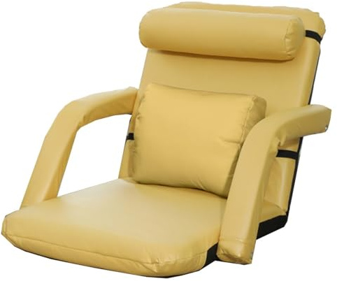 Fällbar Soffa För Vuxna Enkel Vadderad Lounge-sovfåtölj Med Armstöd 6-stegs Justerbar Soffbädd För Meditation, Spel, Läsning(Yellow)