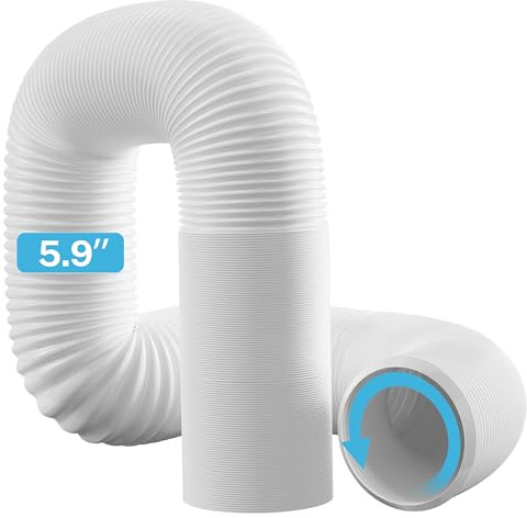 Hon&Guan 15cm/5.9'' Portable Air Conditioner Hose Length up to 2m/ 80'' AC Exhaust Pipe Flexible, Anti-Clockwise Thread Heat Resistant for AC, Dehumidifier, Clothes Dryer 150mm X 2m
