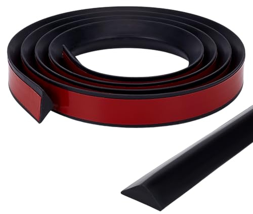 MAYJOYDIY 2 M Collapsible Shower Water Dam Threshold Water Guard Dam Self Adhesive Waterproof Barrier Dry and Wet Separation Adjustable Strip Suitable for Bathroom & Kitchen, Black