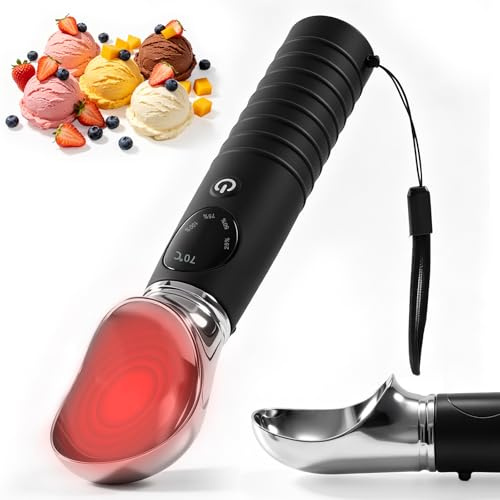 Yizhet Cuchara de Helado Calentada de Acero Inoxidable Portionadora