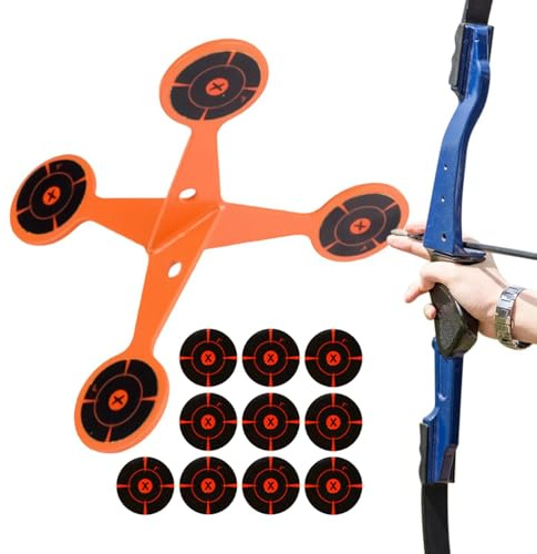 Outdoor Target – skyttemål stål | automatisk återställning vridmål | 10 reaktiva målklistermärken, skjutskivor för luftgevär, pellets träning, högkalibervapen, robust fällmål, metall, svart