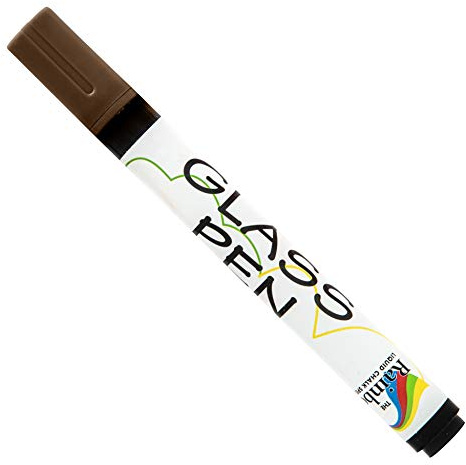 Glass Pen Window Marker: Liquid Chalk Pens for Glass, Whiteboard Markers with Washable Paint - Graduation, Car Windows, Mirror Pen, Storefront, Wedding, Parade, Party & Holiday (Brown, Fine Tip)