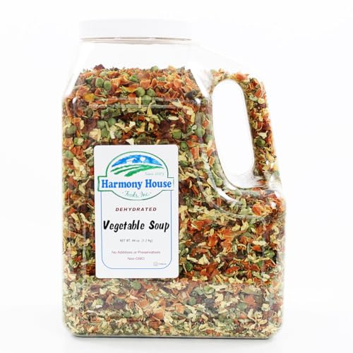 Harmony House Premium Vegetable Soup Mix - Dehydrated Vegetables for Cooking, Camping, Emergency Supply and More (44 oz, Gallon Size Jug)
