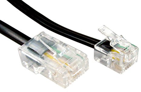PC Supplies Limited PCSL® RJ11 to RJ45 Cable - Telephone/Handset Cable - Connects Analogue Telephones to Wall Socket (3m, Black)