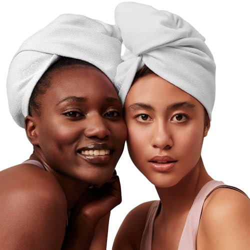 Glov Mikrofaser Handtuch Schnelltrocknend für Haare Leicht Sanft Ideal für Lange Haare Verhindert Frizz mit Praktischem Knopf Perfekt für Curly Girl Methode und Schnelles Styling