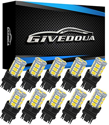GIVEDOUA 3157 LED Car Bulb Super Bright 12V 3056 3156 3156A 3057 4057 3157 4157 T25 LED Car Bulbs for Brake Lights, Backup Reverse Lights,Pack of 10pcs White
