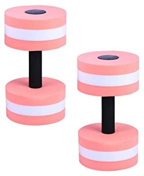 SEWACC 2Pcs Aquatic Exercise Dumbbells Water Dumbells Foam Water Weights Aquatic Fitness Equipment for Water Aerobics (Pink)