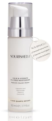 Nourished3 BERUHIGEN & HYDRATISIEREN Feuchtigkeitscreme, Reduziert Infektionen & Akne, Fördert Hautreparatur, 80% Aloe Vera, 1% Hyaluronsäure, 1% Ceramid, für empfindliche und müde Haut - 50 ml