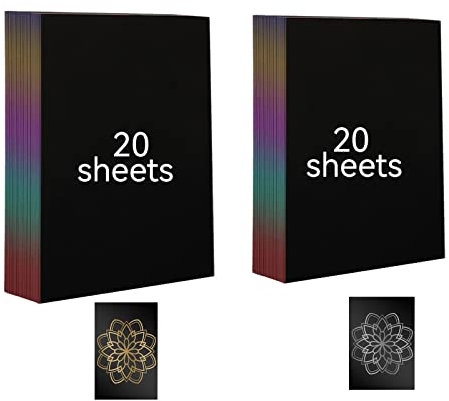 40 Blatt A4 Gold Silber Kraftpapier Scratch Paper für Laser Graviermaschine und Laser Markiermaschinen, Basteln Kratzkunst Malen Zeichenpapier Geschenke
