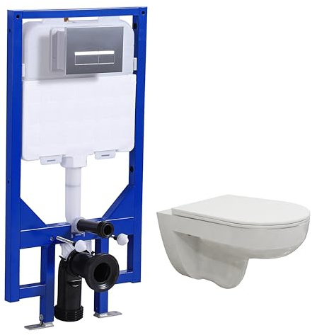 Rimless Vortex FlushTechnology Wall Hung Toilet & 1.14M Concealed Cistern