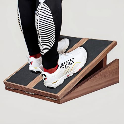 WHEARTED Professioneller Schrägbrett, Wadendehner, verstellbarer Neigungsdehnungskeil, Haltungsbrett, Physiotherapie-Ausrüstung, rutschfester Achillesstrecker mit extra Seitengriff, klein, braun