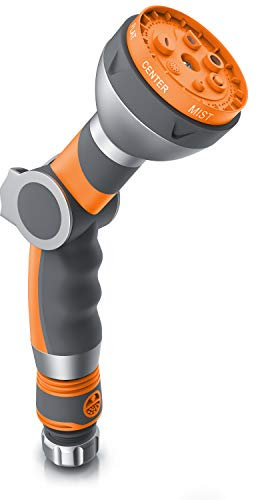 Brandson - Handbrause 7 Sprühprofile - Gartenbrause für Gartenschlauch - Pistolengriff mit Halteclip - 1-8 bar Wasserdruck - regelbarer Wasserdurchfluss - mit Gardena kompatibel