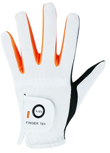 Golfhandschuhe für Kinder, Jugendliche, Kleinkinder, Jungen und Mädchen, 1 Stück, linke Hand, atmungsaktive Mikrofaser, Synthetik, Rechtshänder, Golferhandschuh für Alter 4–13 Jahre, Weiß, Größe L
