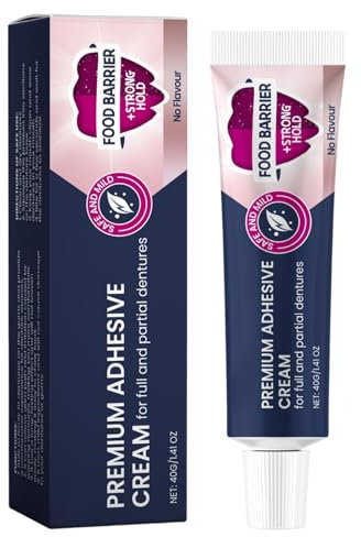Crema adhesiva para prótesis dentales, crema adhesiva para prótesis dentales, crema para dentaduras postizas de 40 g para una fijación segura | Crema adhesiva, fijación extra fuerte para dentaduras
