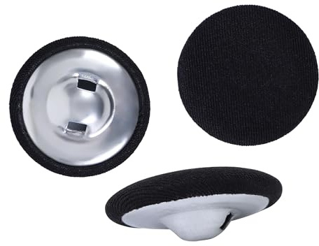 Fabric Cloth Covered with Metal Shank Round Buttons for Jacket Coat Blouse Jeans Dress Suits Bridal Gowns Sewing Buttons,20PCS (Black, 25mm)