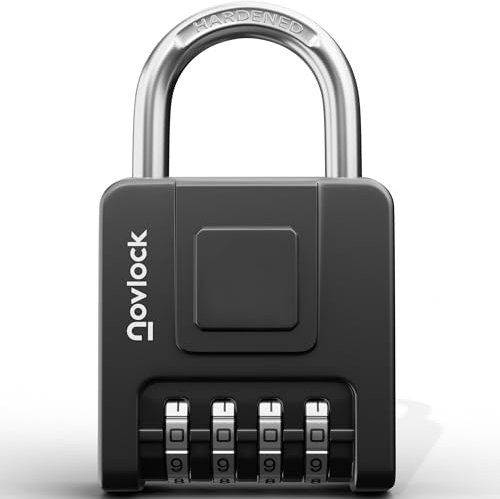 Cadenas code 4 chiffres – résistant aux intempéries, robuste et portable – anse 7 mm – pour portails, clôtures, casiers, abris, armoires – lot de 1, noir