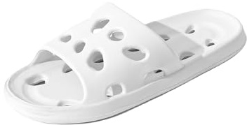 R-ISLAND Duschtofflor för kvinnor, med dräneringshål, vuxna, tillverkade av EVA, vattentäta, halkfria, perfekta för dusch, pool., Vit, 40/41 EU