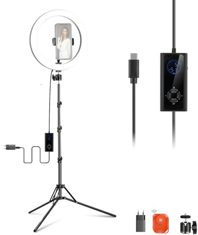 NEEWER 12 24W Aro de Luz LED Potente con Soporte Trípode, Bi Color 2900-7000K, Entrada USB C PD, CRI97+ 1810lux/0,5m Compatible con iPhone Estudio Maquillaje Streaming Grabación Selfie, RH12B K2